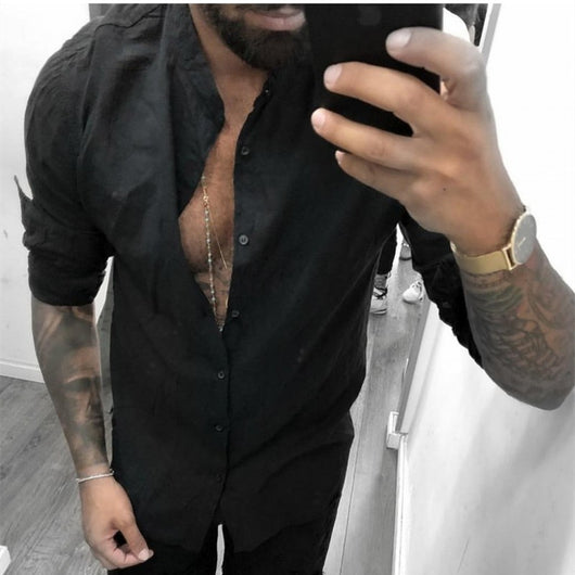Camisa Casual de Algodón y Lino Transpirable para Hombre - Image 10