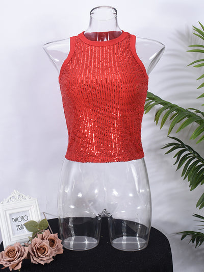 Chaleco Cropped sin Mangas con Lentejuelas y Estampado Leopardo - Image 43