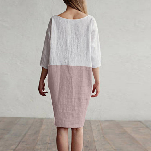 Vestido Fresco de Algodón y Lino con Manga Tres Cuartos - Image 10