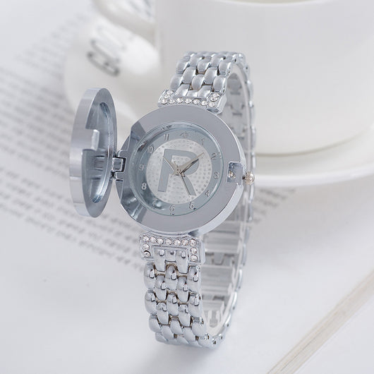 Reloj Pulsera Diamante Personalidad con Solapa Estilo Británico para Mujer