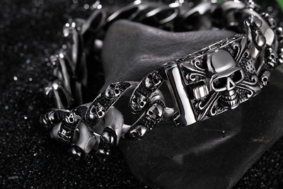 Pulsera de Acero Titanio con Calavera para Hombre - Estilo Rock Punk - Image 6