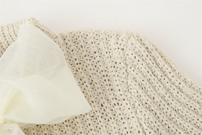 Abrigo Tejido con Moño Organza Transparente en Colores Sólidos - Image 11