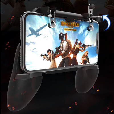 Black mobile gaming controller with 'BATTLEGROUNDS' text, featuring two top triggers and ergonomic hand grips. - Image 3