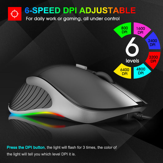Ratón Gaming LED 6400 DPI USB Ergonómico de Alto Rendimiento - Image 3
