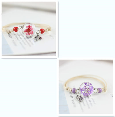 Pulsera Esfera de Cristal con Flores Secas - Diente de León y Estrellas - Image 40