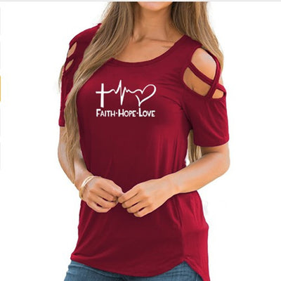 Blusa Escotada Corazón Estampado Manga Corta Cuello Redondo - Image 5