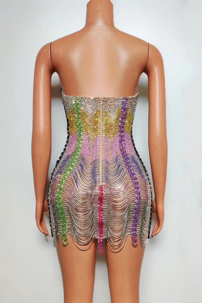 Vestido de Fiesta con Cadena de Perforación - Deslumbrante Atuendo para Celebraciones - Image 9