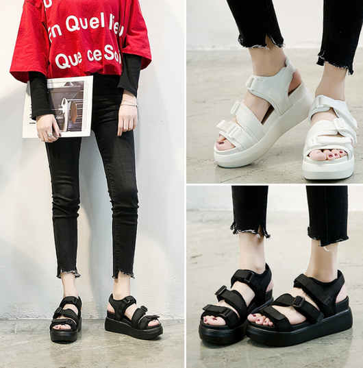 Sandalias Deportivas Mujer Velcro Plataforma Gruesa Estilo Romano