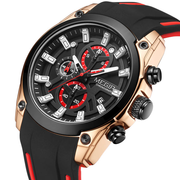 Reloj Deportivo Cronógrafo Multifuncional de Silicona para Hombre