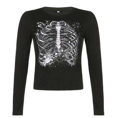 Camiseta Retro Estampado Esternal Manga Larga Estilo Street Hot Girl - Image 5