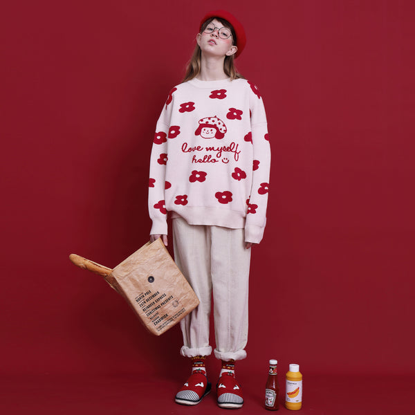 Suéter para niña con diseño jacquard estampado de dibujos animados