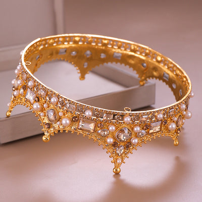 Corona Tocado Círculo Completo Diamantes y Perlas Estilo Retro - Image 5