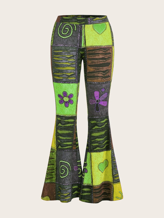 Pantalones Bootcut Ajustados con Estampado Abstracto Moderno - Image 8