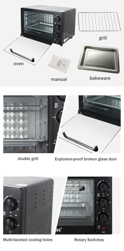 Horno Eléctrico Multifunción 25L con Doble Capa para el Hogar - Image 30