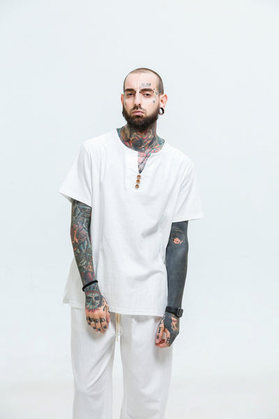 Camiseta Hombre Algodón y Lino Suelta - Image 15