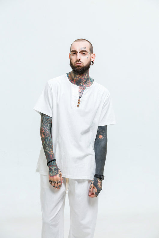 Camiseta Hombre Algodón y Lino Suelta - Image 15
