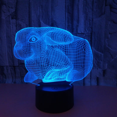 Lámpara 3D Conejo con Control Remoto y Luz Nocturna Táctil - Image 7