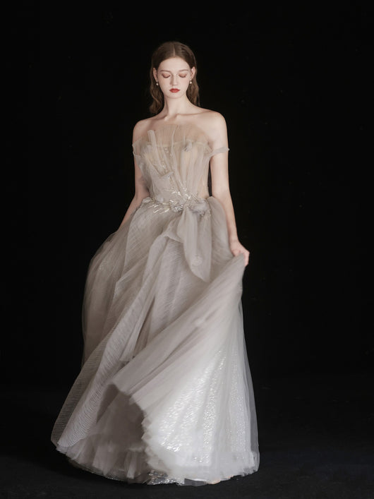 Vestido Tubo Gris Café sin Mangas para Eventos Corporativos - Image 11
