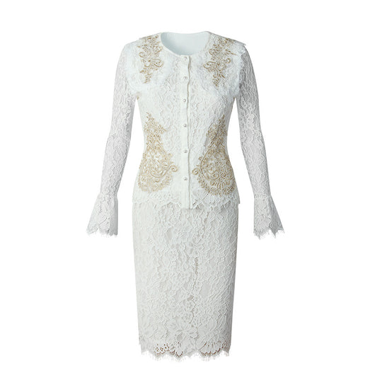 Traje de Encaje Blanco Elegante para Mujer - Image 9