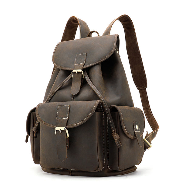 Mochila de Cuero Premium Impermeable con Gran Capacidad para Hombre