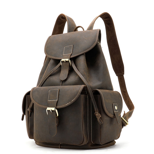 Mochila de Cuero Premium Impermeable con Gran Capacidad para Hombre