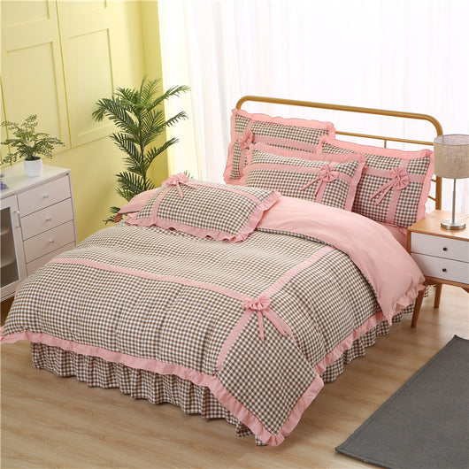 Conjunto de Pijama Cuadrille Estilo Princesa Coreano de 4 Piezas con Encaje - Image 24