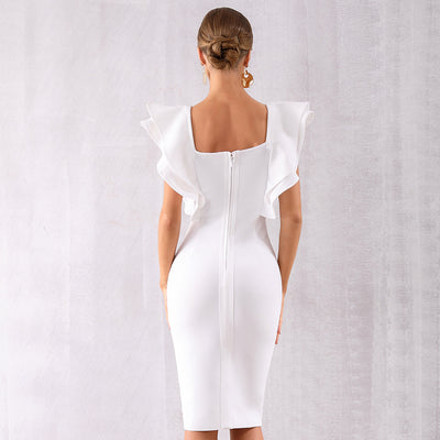 Vestido Club Ajustado con Mangas Volantes Mariposa - Image 3