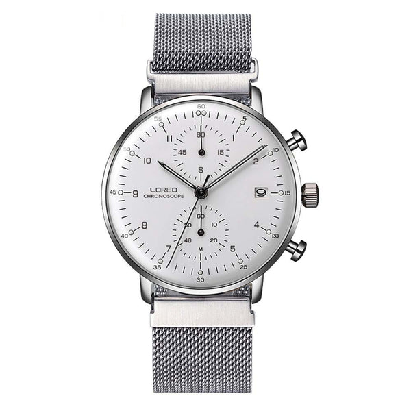 Reloj Deportivo de Cuarzo para Hombre con Banda de Acero Inoxidable Resistente al Agua