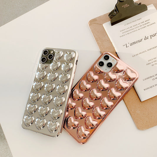 Funda para Teléfono con Diseño 3D de Corazón Electrochapada - Image 2
