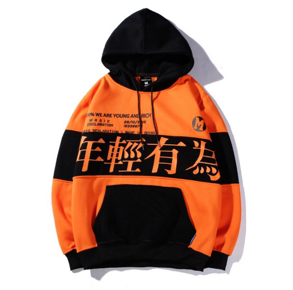 Sudadera con Capucha de Contraste para Parejas - Estilo Asiático Moderno - Image 4