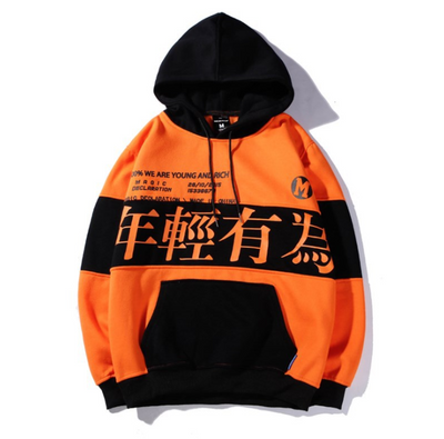 Sudadera con Capucha de Contraste para Parejas - Estilo Asiático Moderno - Image 4