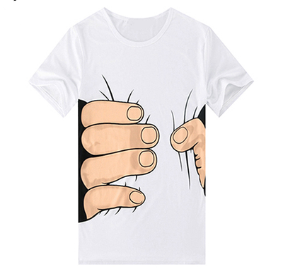 Playera de Manga Corta con Estampado de Mano 3D - Image 4
