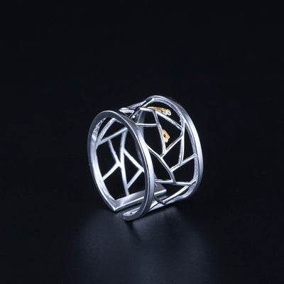 Anillo Ancho Irregular con Diseño de Pájaro - Image 4