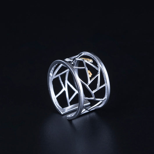Anillo Ancho Irregular con Diseño de Pájaro - Image 4