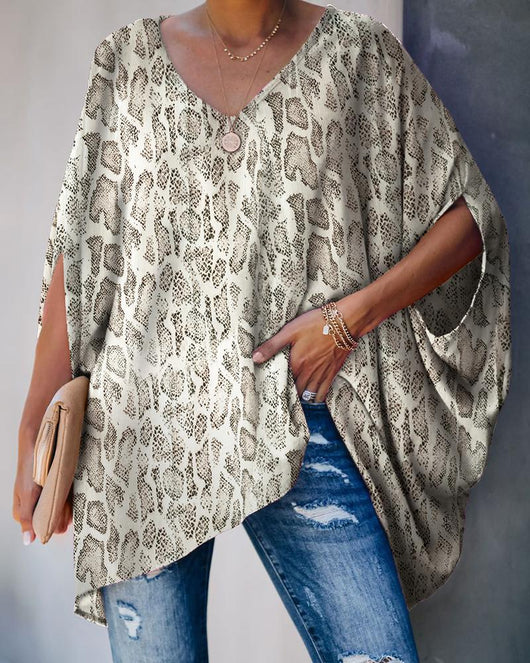 Camisa Casual con Estampado de Piel de Serpiente y Mangas Murciélago - Image 17