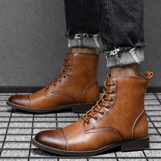 Botas Martin de Cuero para Hombre con Punta Afilada - Estilo Retro