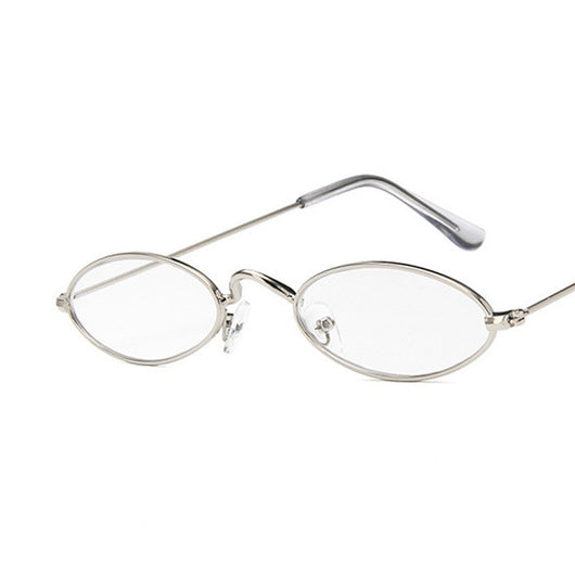 Retro oval frame sunglasses with vibrant red lenses and shiny gold-colored metal frames on a white background. - Image 17