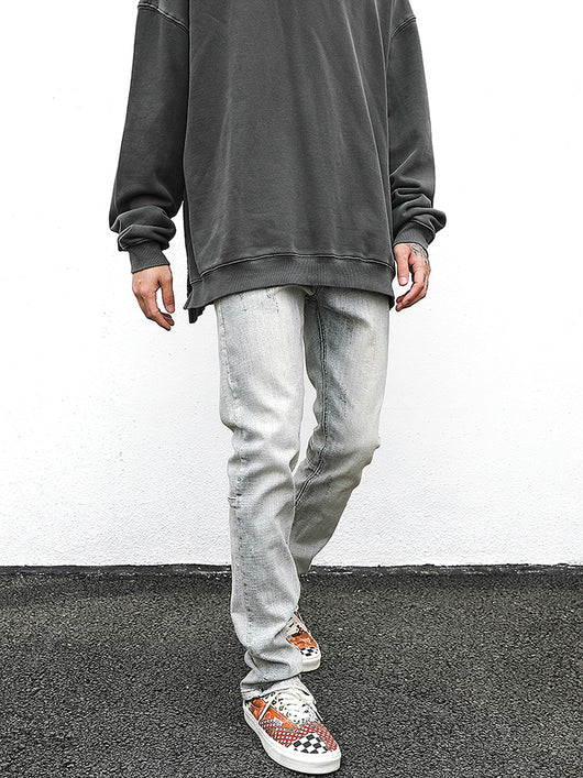 Jeans Slim Fit Desgastados con Efecto Vintage Amarillento - Image 5