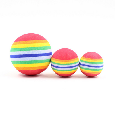 Twelve small, round rainbow-striped balls, ideal as interactive cat toys or for golf practice, on a white background. - Image 5