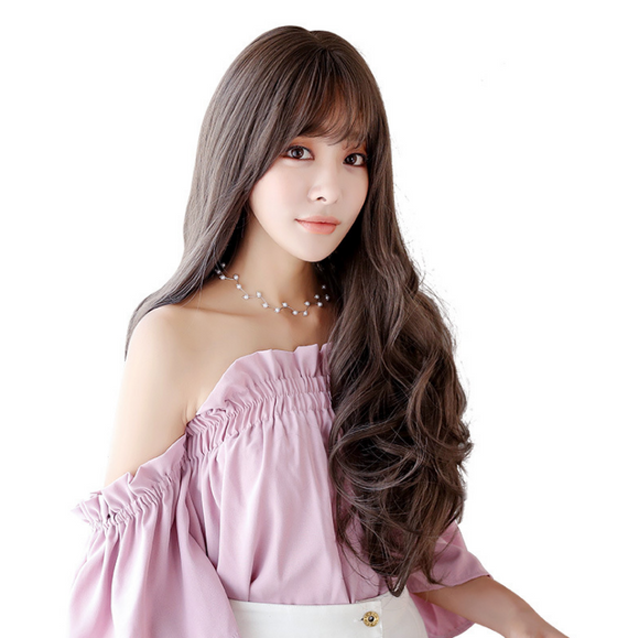 Peluca Larga Ondulada con Rizos Voluminosos - Cabello Sintético Natural Realista