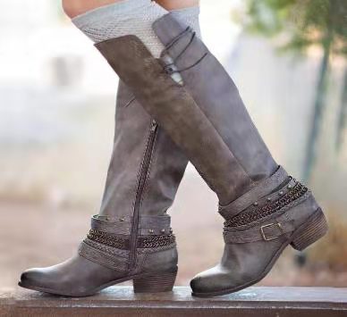 Botas Altas Retro para Mujer Estilo Caballero - Image 3