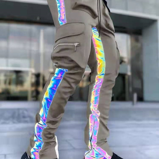 Pantalones Casuales para Hombre con Franjas Reflectantes en los Tobillos