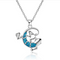 Fashion Plateado filled Azul opal sea turtle pendant necklace for women female Animal wedding ocean beach jewelry gift O