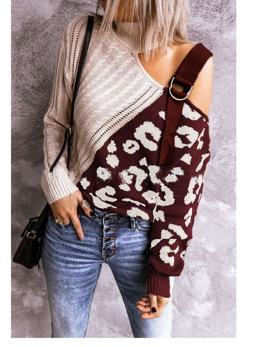 Suéter Leopardo de Cuello Alto con Detalles Calados - Image 11