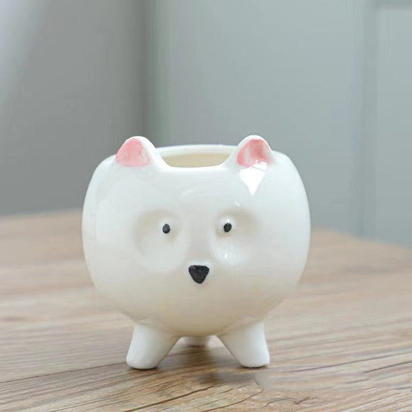 Maceta Decorativa Pintada a Mano con Diseños de Animales para Plantas