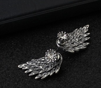 Aretes de Alas de Ángel Retro 3D - Diseño Vintage en Aleación - Image 2