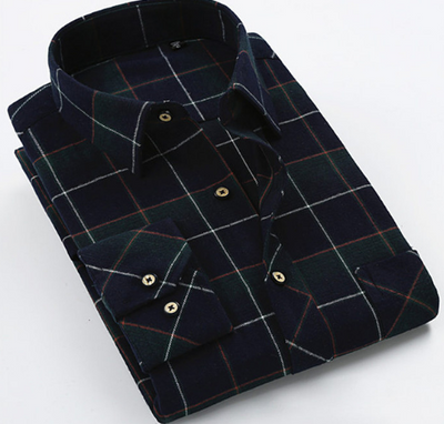 Camisa de Algodón a Cuadros para Hombre Talla Grande - Manga Larga Clásica - Image 13