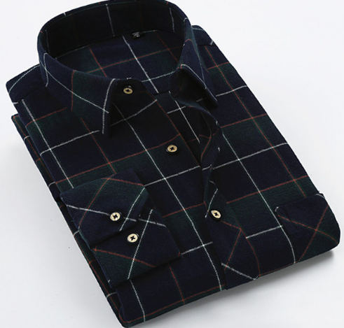 Camisa de Algodón a Cuadros para Hombre Talla Grande - Manga Larga Clásica - Image 13