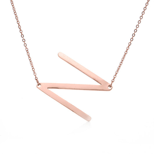 Collar Inicial Acero Inoxidable Chapado en Oro Rosa - Image 150