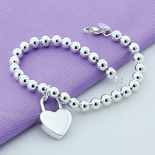 Pulsera de Plata 925 con Candado de Corazón
